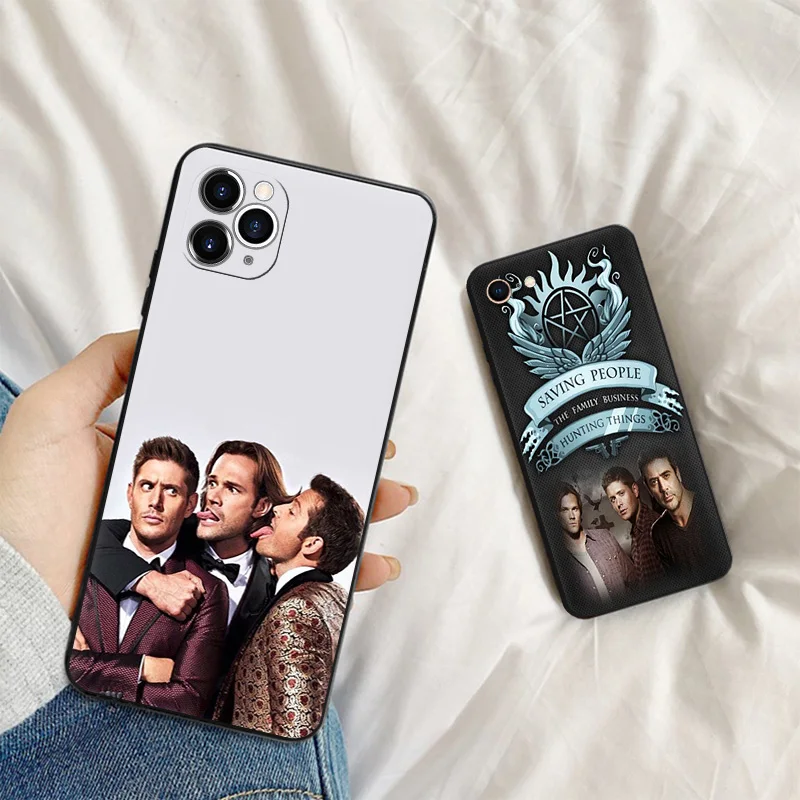 Silicone Black Phone Cases for iphone 16 Pro Max 7 8 14 15 Plus SE XR 11 12 13 Mini 15Pro Sam Supernatural Soft Cover image 2