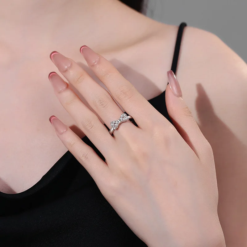 3D Butterfly Ring Gold Plated Open Adjustable Band Micro Set Cubic Zirconia Elegant Delicate Jewelry Gift for Women