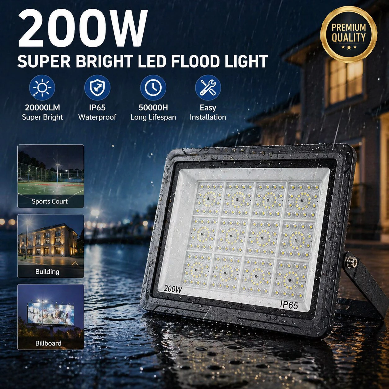 AC85-265V LED Flood Lights IP65 Waterproof 50W 100W 200W Spotlight Garden Street Gate Wall Outdoor Floodlights Aluminum Material