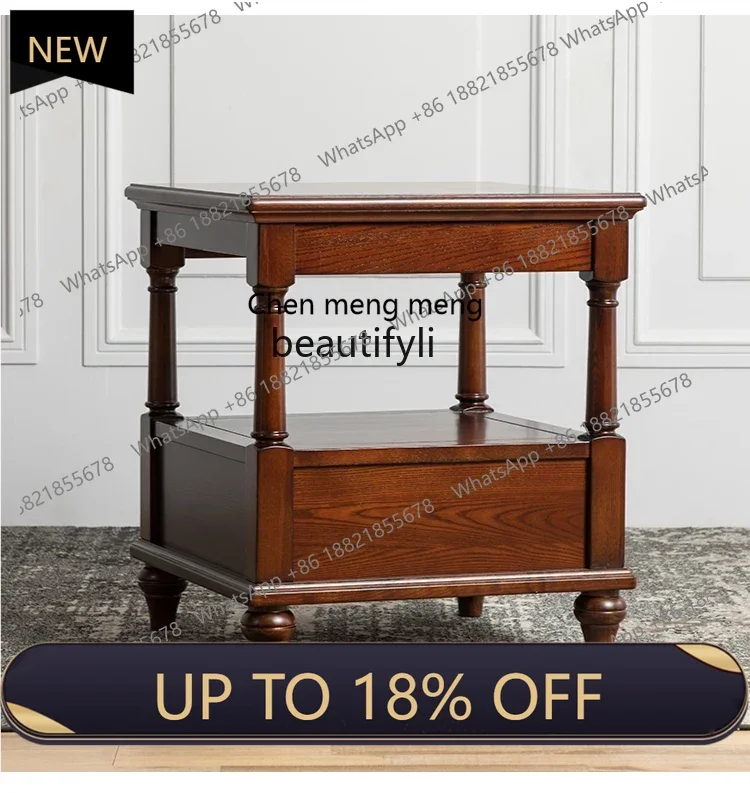 

P178 American Retro Solid Wood Corner Table Small Coffee Simple Living Room Sofa Side Table Side Cabinet Corner Table
