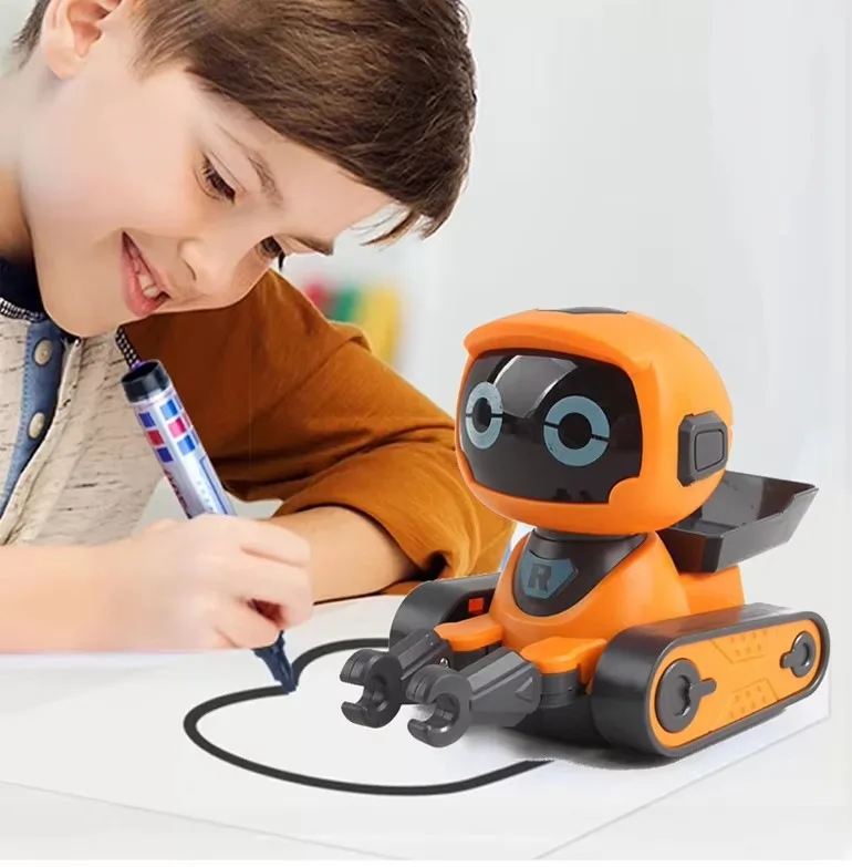 

New Children Early Education Intelligent Robots Track Marking Movement Childhood Cute and Fun Sound Effect Marking Robot Toy #T3