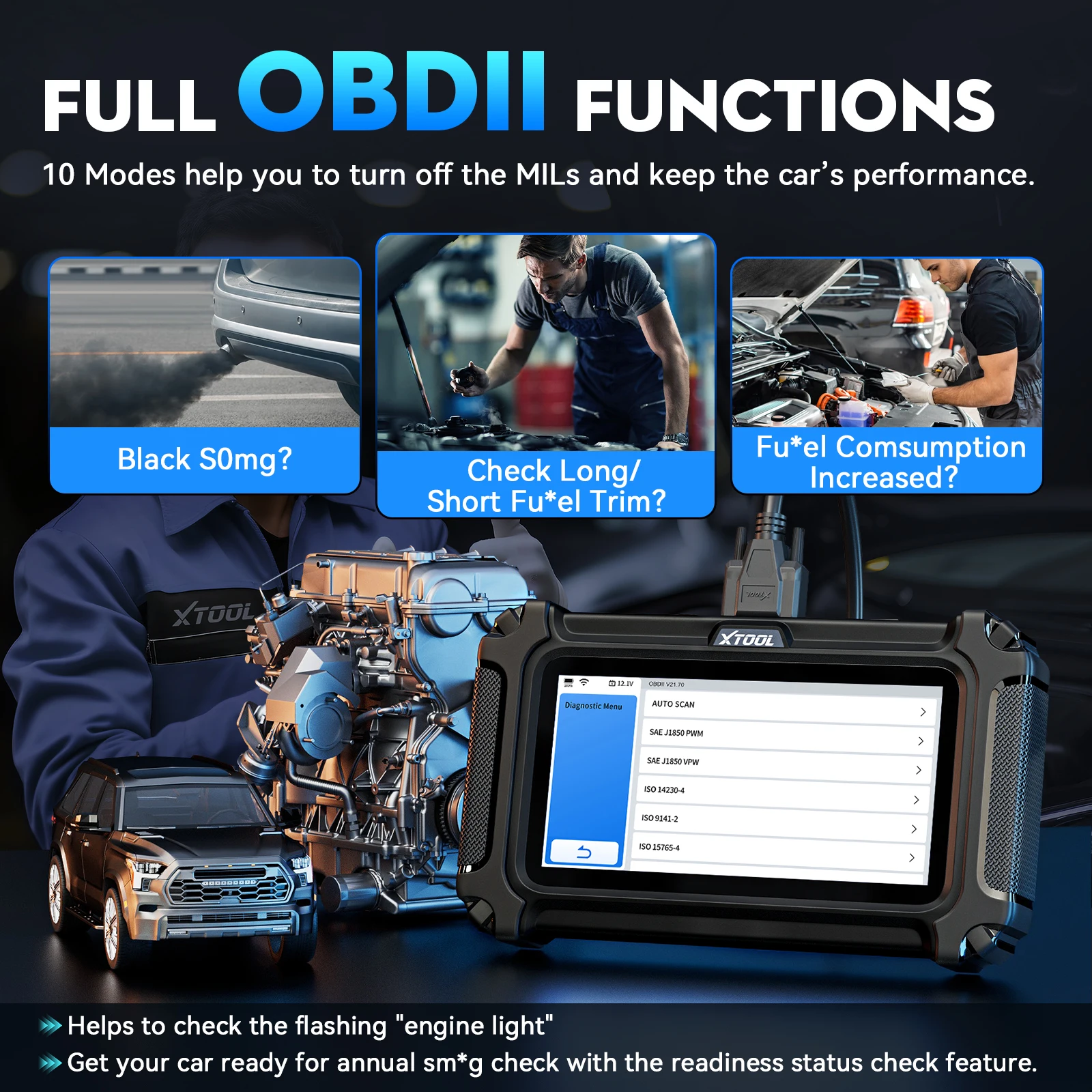 XTOOL D6S Automotive Scanner Full System Diagnosis Upgrate of D5S D6 Car Diagnostic Tool with 33+ Reset Auto VIN OBD2 DTC Reader