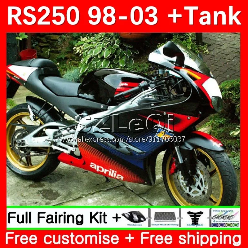 RS250RR For Aprilia RS 250 RS-250 RS250 RR Red black 98 99 00 01 02 03 18No.70 RSV250 1998 1999 2000 2001 2002 2003 Fairings