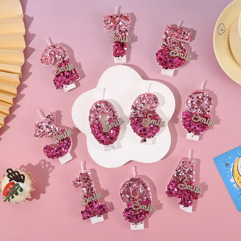 Digitale Kerze von Smile, kreative, farblich passende Super-Glitzerkerze, Kuchenkerze für Geburtstagsfeiern