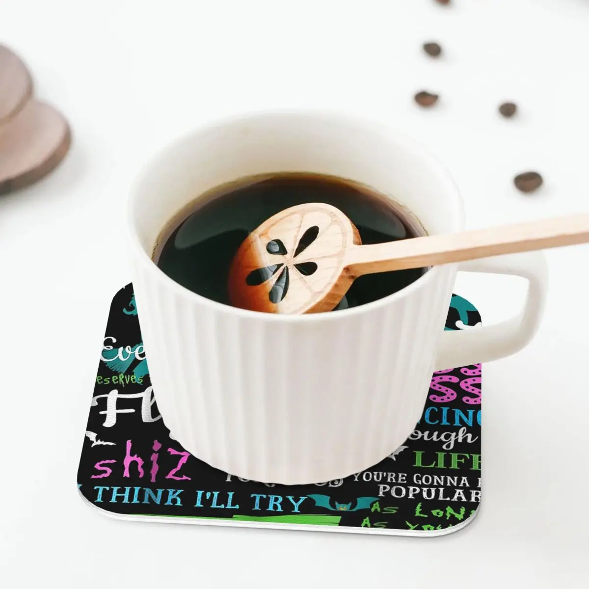 Halloween Wicked Musical Coasters Coffee Mats Mug Cup Placemats Tableware Pads for Home Kitchen Dining Bar
