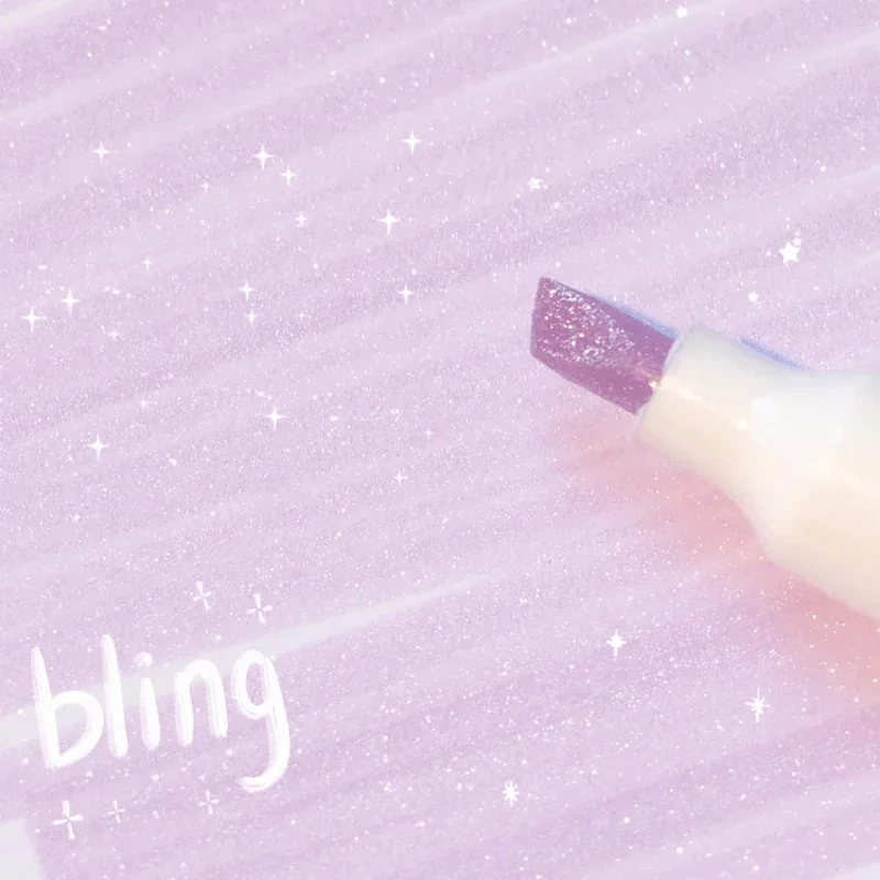 5 Colors/set Art Glitter Bling Highlighters Metallic Fluorescent Markers Pens for Journaling Cute Kawaii Japanese Stationery