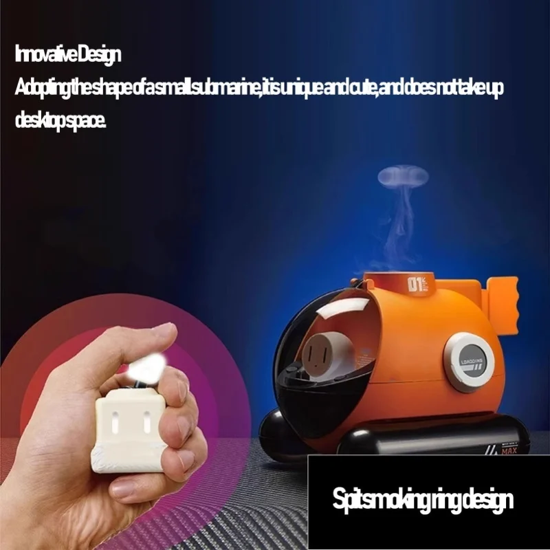 Desktop Mini Humidifier 250ml Water Tank Smoking Ring Submarine Shape For Bedroom Office Home Car Quiet Mist Maker