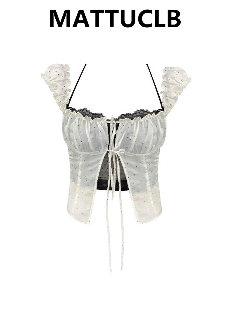 

Spring Summer Women's Y2k Harajuku Crop Top Two Piece Sets T-Shirts Coquette Gyaru Kpop Tees High Street Camisole 2000s Hot Sexy