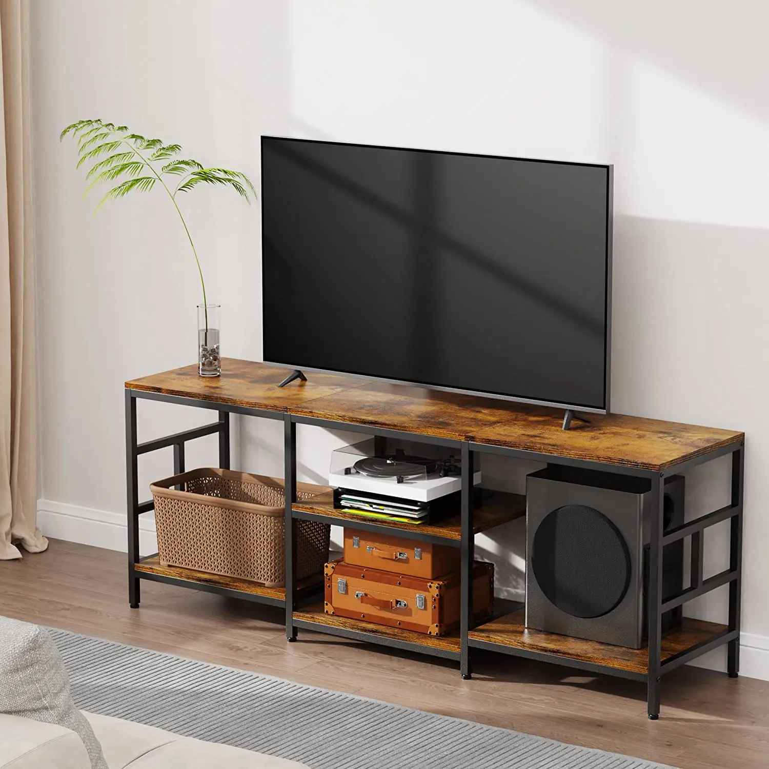 For TV Stand Media Entertainment Center Console Table with Power Outlet, TV Stand for 55 60 65 70 Inch TV