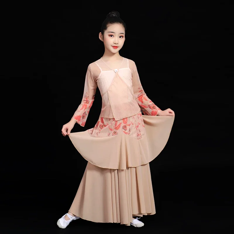 Ancient Traditional Folk Dance Costumes Girls Aldult Yangko Dance Wear Elegant National Hanfu Clothing Fan Dance Performance