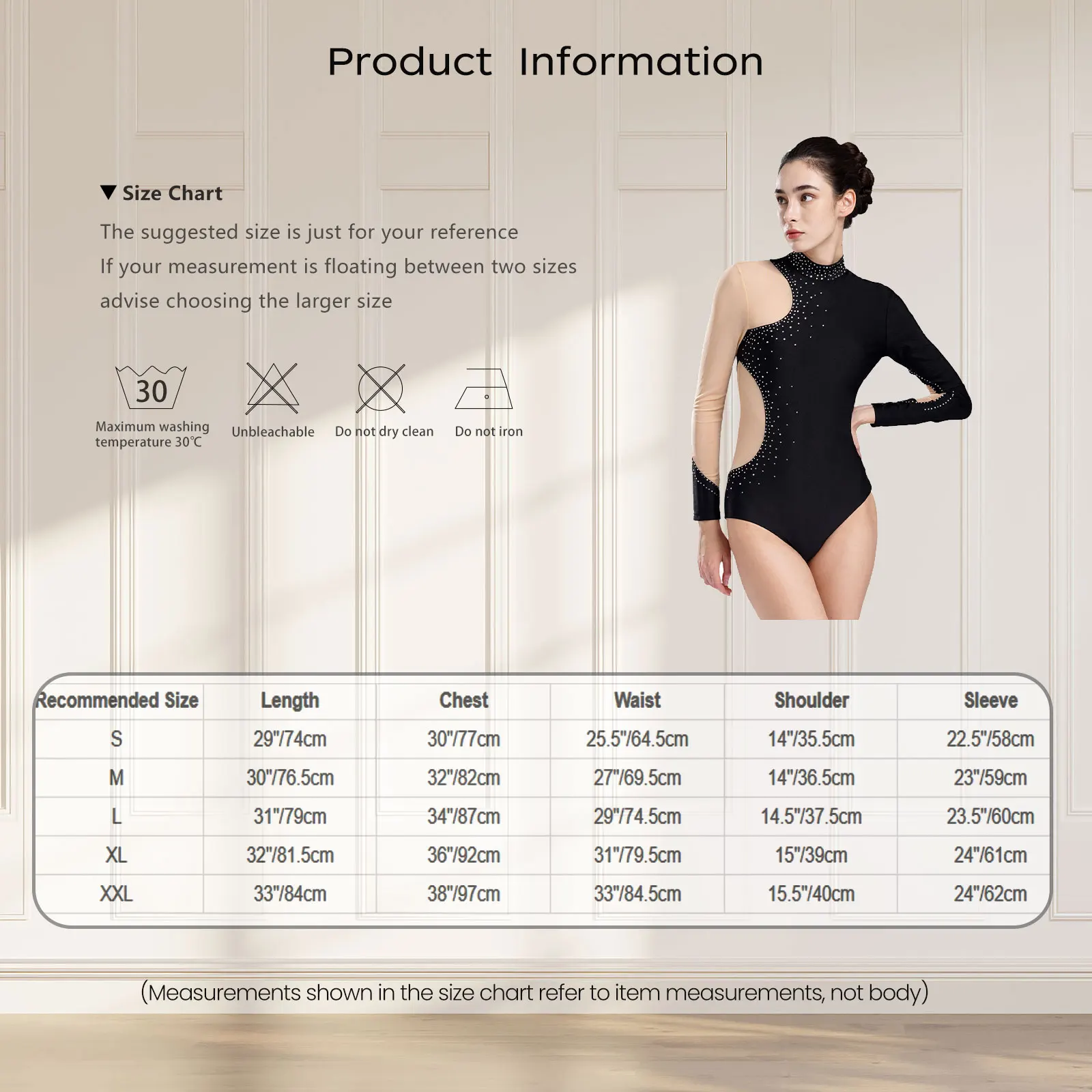 Womens Ballet Dance Leotards Figure Skating Gymnastics Unitard Rhinestones Mesh Long Sleeves Bodysuit Performance Dancewear