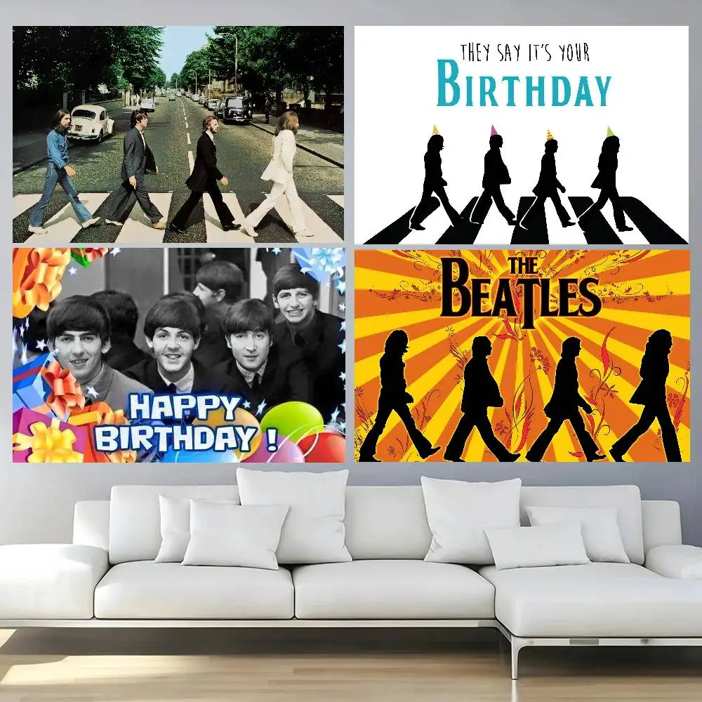 Rockband T-The B-Beatles Fotografie-Hintergrund für Kindergeburtstag, Fotohintergrund, Baby-Banner, Cartoon