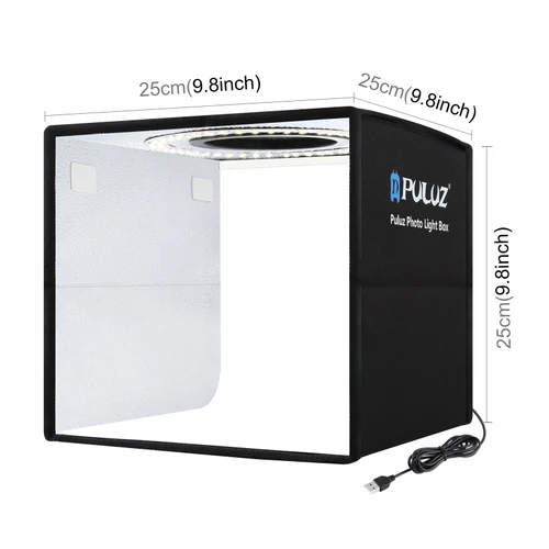 Imagen 2 del producto PULUZ 25cm plegable portátil alto 97 CRI anillo luz LED foto iluminación estudio tienda de tiro caja con 12 colores telones de fondo