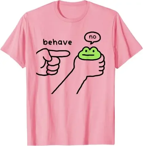 Dishonest Frog Funny Frog Meme Behave No Cartoon Design T-Shirt  Cute Frog Comics Aesthetic Clothes Joke Tee Women Clothing