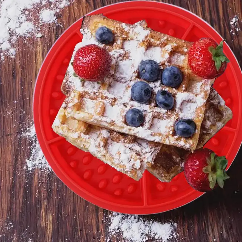 รอบวาฟเฟิลแม่พิมพ์ซิลิโคน Non-Stick ถาดอบแม่พิมพ์คุกกี้ช็อกโกแลต Maker Non-Stick ถาดอบแม่พิมพ์เครื่องทําวาฟเฟิลซิลิโคน