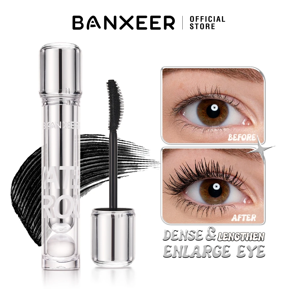 

BANXEER Mascara Waterproof Long Lasting 24H Black Extension Eye Lashes Smudge-proof Lengthening Curling Mascara Eye Makeup
