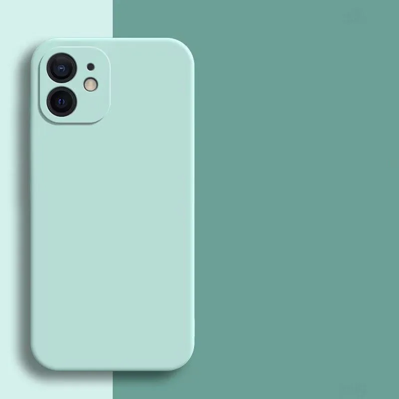 Funda protectora de silicona líquida para iPhone 11 12 13 mini 14 15 16 16e 17 Air Pro X XR XS Max 7 8 Plus SE 17e, cubierta trasera 5