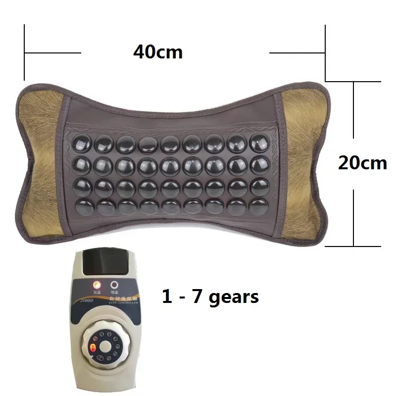 Adjustable Temperature Magnetic Therapy Jade Germanium Stone Massage Neck Pillow Improve for Body's Blood Circulation