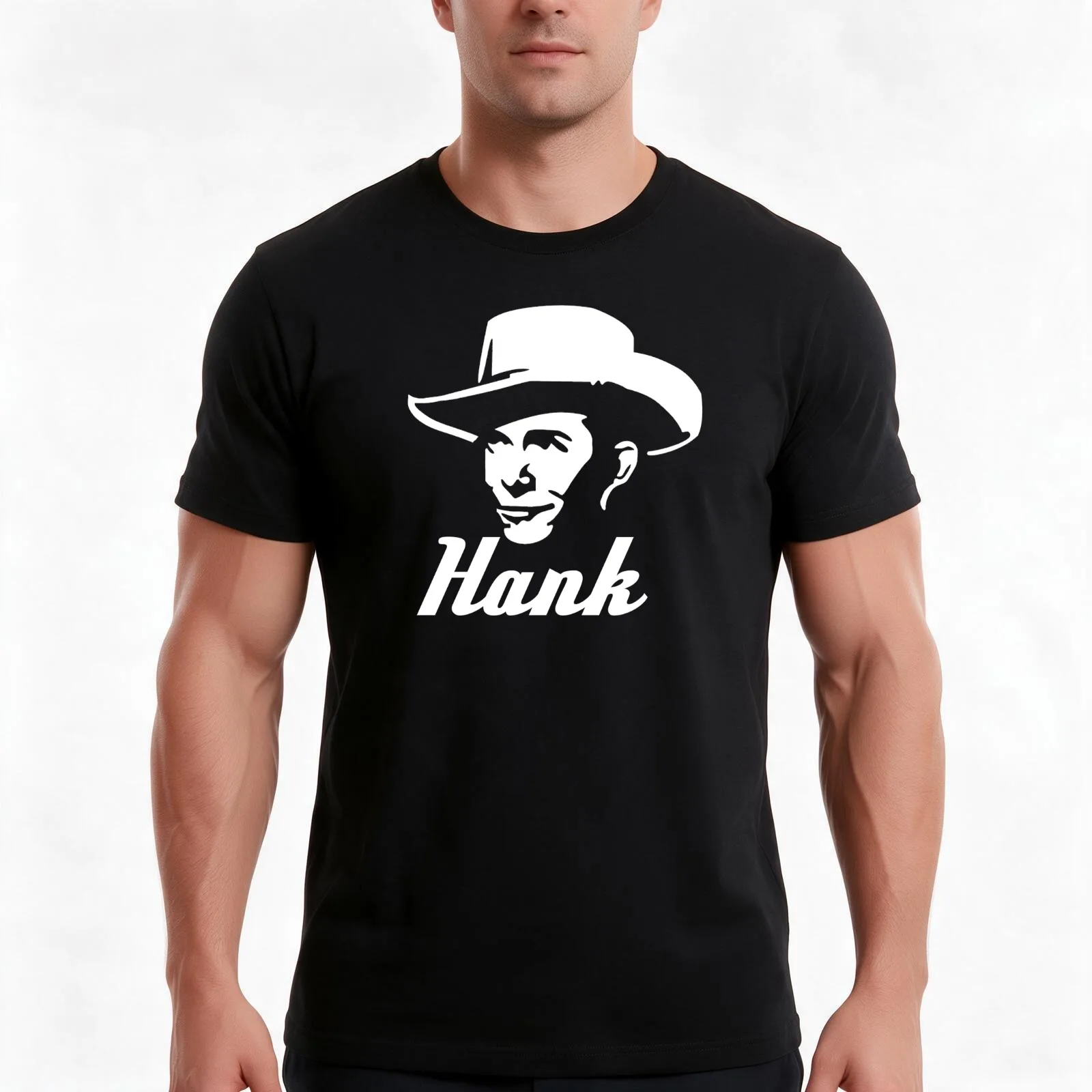 Hank T-Shirt, Summer Casual Cotton Tee, Oversized Streetwear Tops, Vintage Graphic Print, Loose Fit Short Sleeve, 100% Cotton
