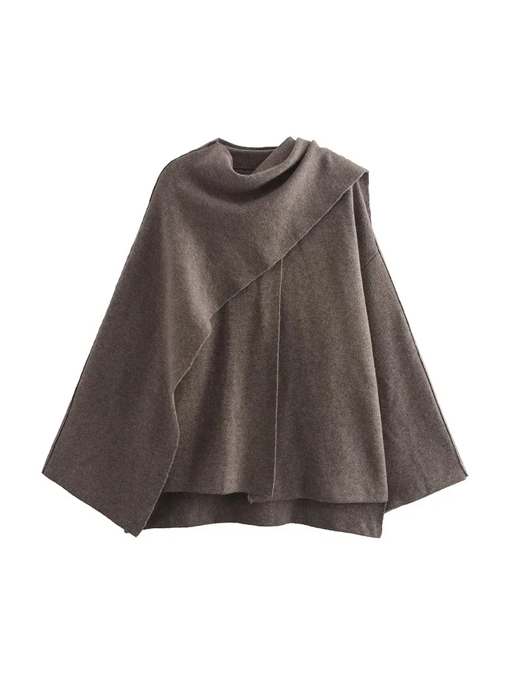 Women's Fashion Fall and Winter Comfortable Casual Commuter Coat Knitted Loose Warm Coat Asymmetric Elegant Split Jacket