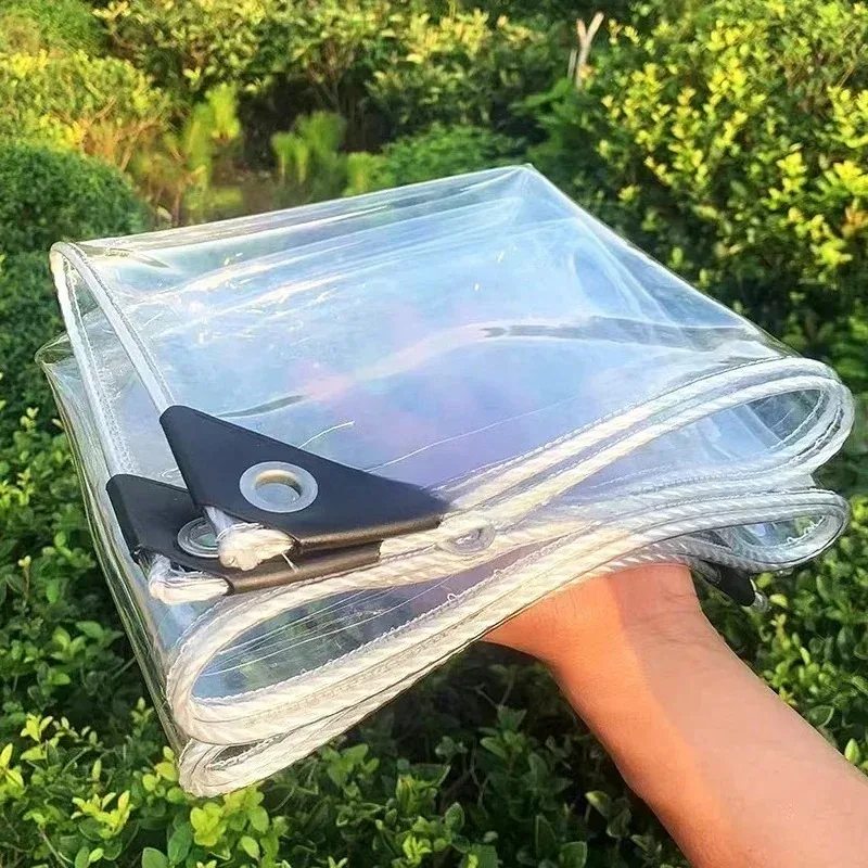 2m PVC Transparent Tarpaulin Canvas Succulent Plant Tarp Cover Balcony Windows Rainproof White Rope Edge Multi-specification