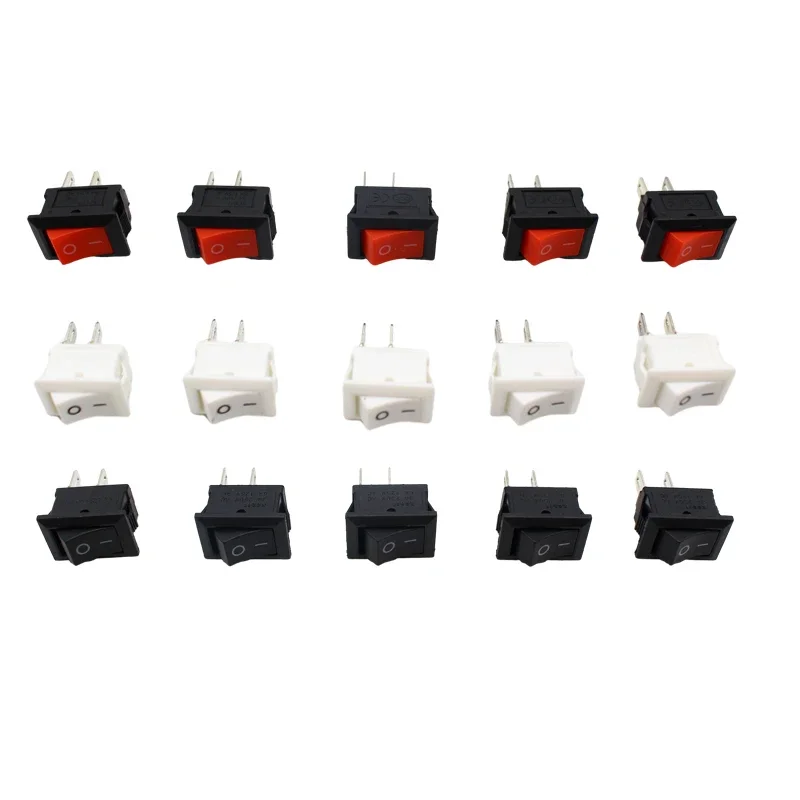 5/10Pcs Push Button Switch 10x15mm SPST 2Pin 3A 250V KCD11 Snap-in on/Off  Rocker Switch 10MM*15MM Black Red and White