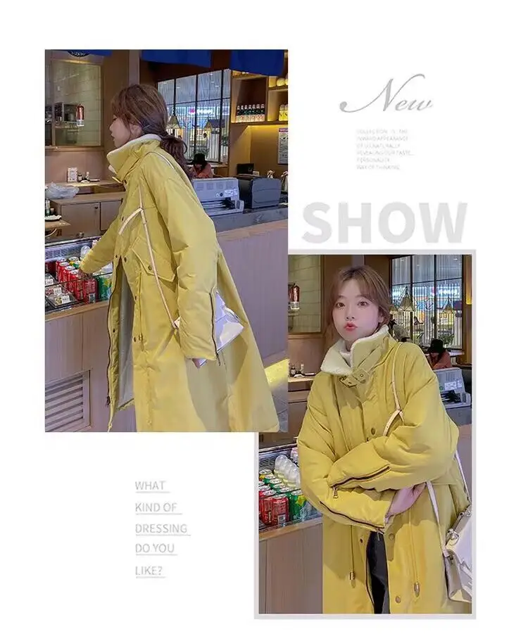 Down Cotton Parkas Jacket Women's Mid-length Over The Knee 2025 New Korean Loose Fashion Winter Padded Female Thickened