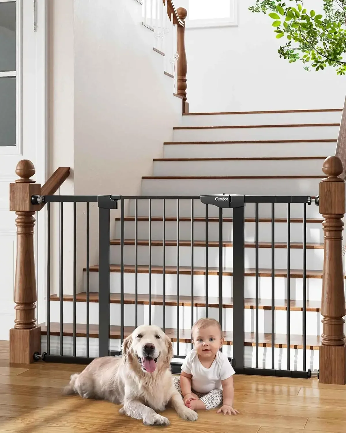 

29.7-54.2" Wide Baby Gate for Stairs, Mom's Choice Awards Winner-Self Closing Dog Gate Indoor for Doorways, No Drilling Pressure
