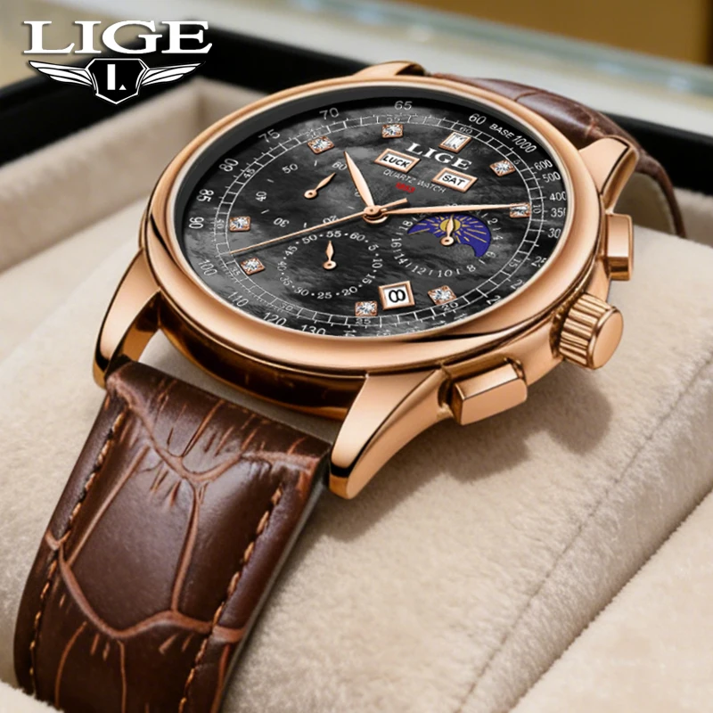 

Мужские наручные часы LIGE 2026: роскошные, модные, деловые, кварцевые, водонепроницаемые, многофункциональные, с датой. Отличный подарок. Reloj Hombre.