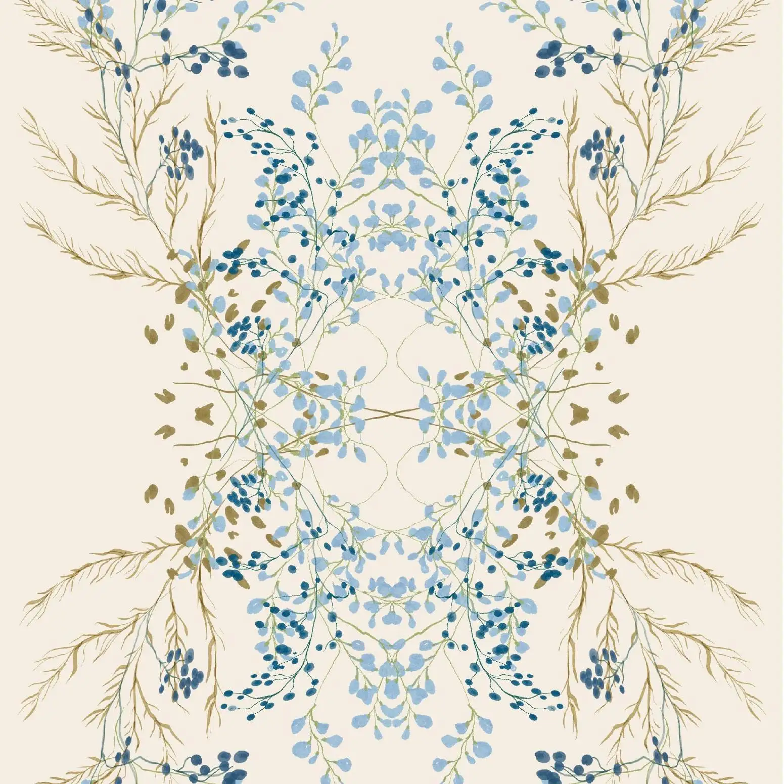 

Boho Blue Leaf Peel and Stick Wallpaper Light Beige Floral Self Adhesive Wall Paper Vintage Removable Contact Paper for Bedroom