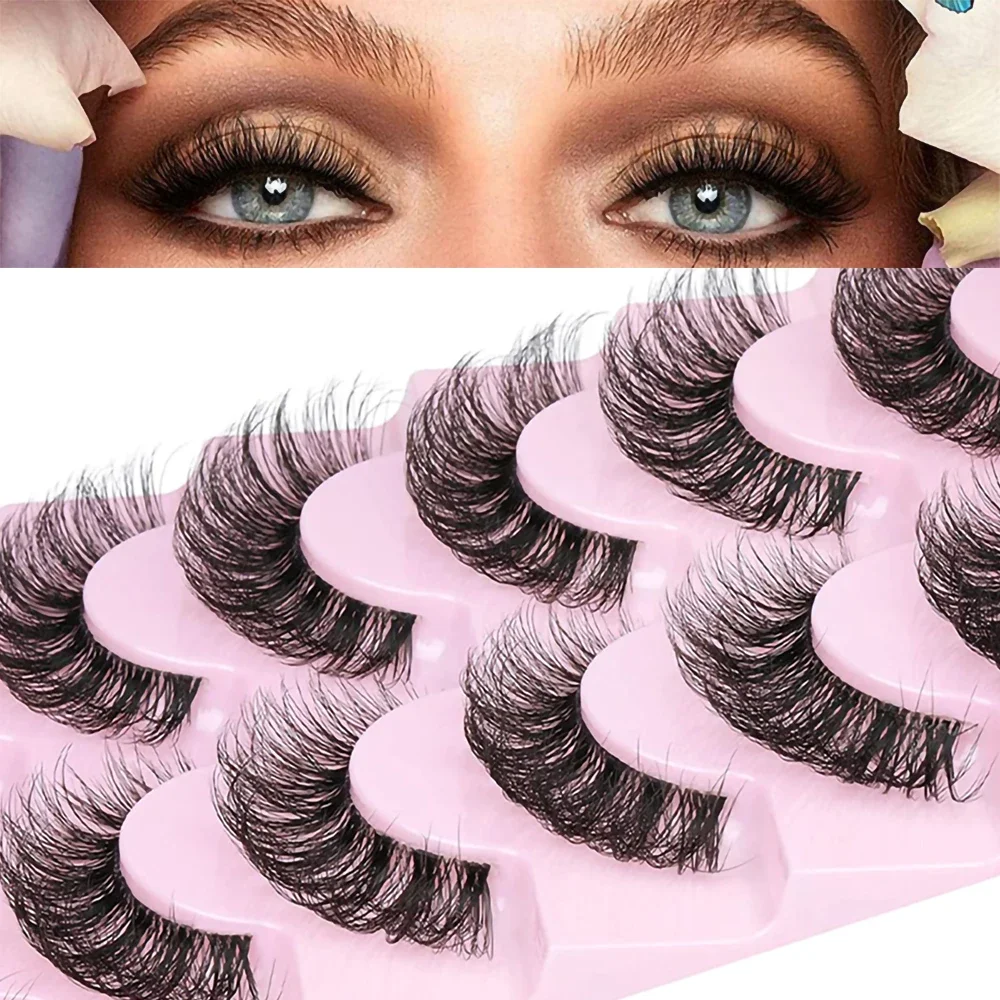 

10 Pairs 3D Mink Lashes Natural False Eyelashes Fluffy Soft Wispy Volume Dramatic Long Cross Eyelash Extension Makeup