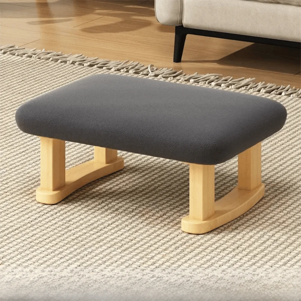 Smooth Solid Wood Foot Stool Rounded Edges Burr-Free Edges Shoe Changing Bench Compact Size Anti-Slip Pads Wooden Stool