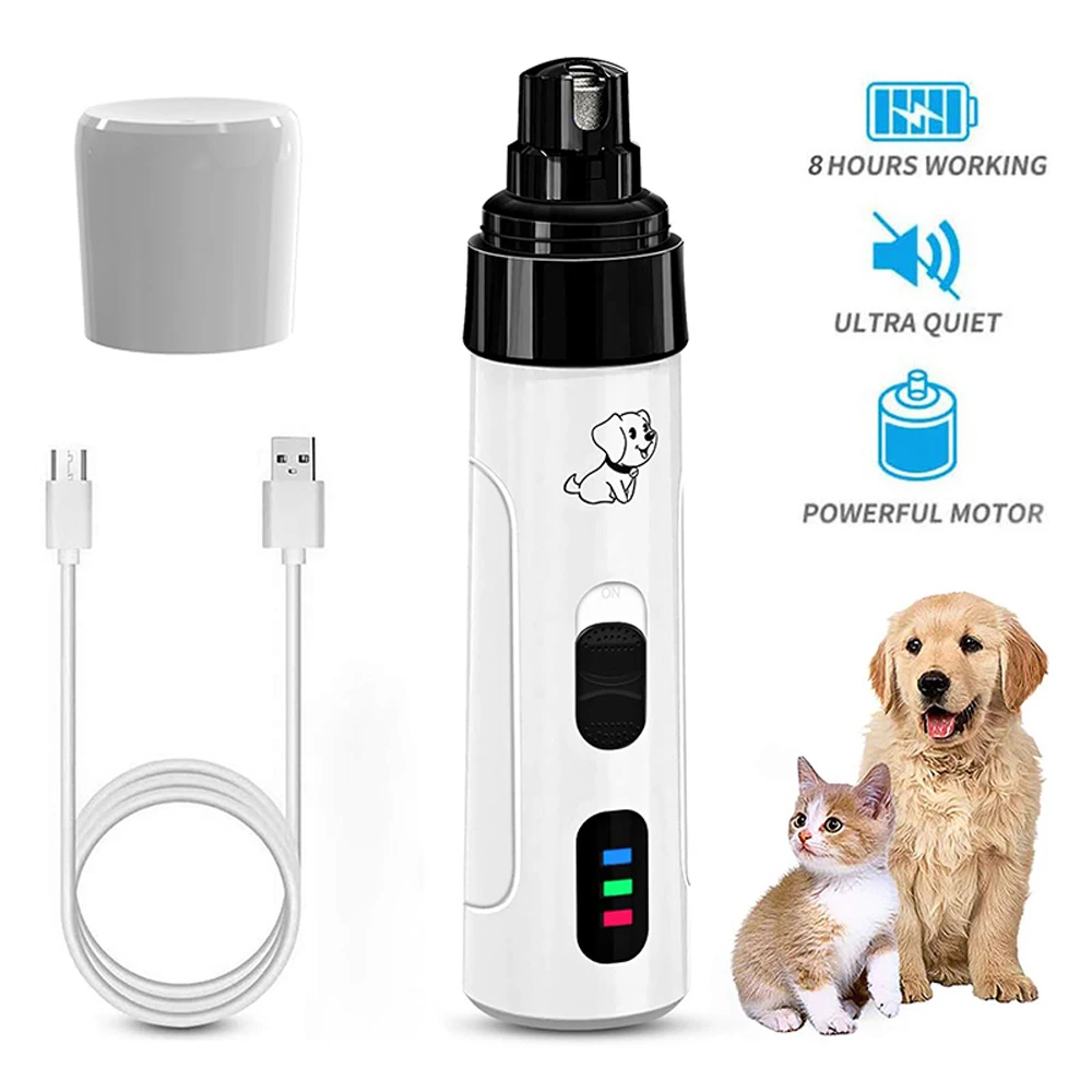 O40 Electric Dog Nail Clippers for Dog Nail Grinders Rechargeable USB Charging Pet Quiet Cat Paws Nail Grooming Trimmer Tools