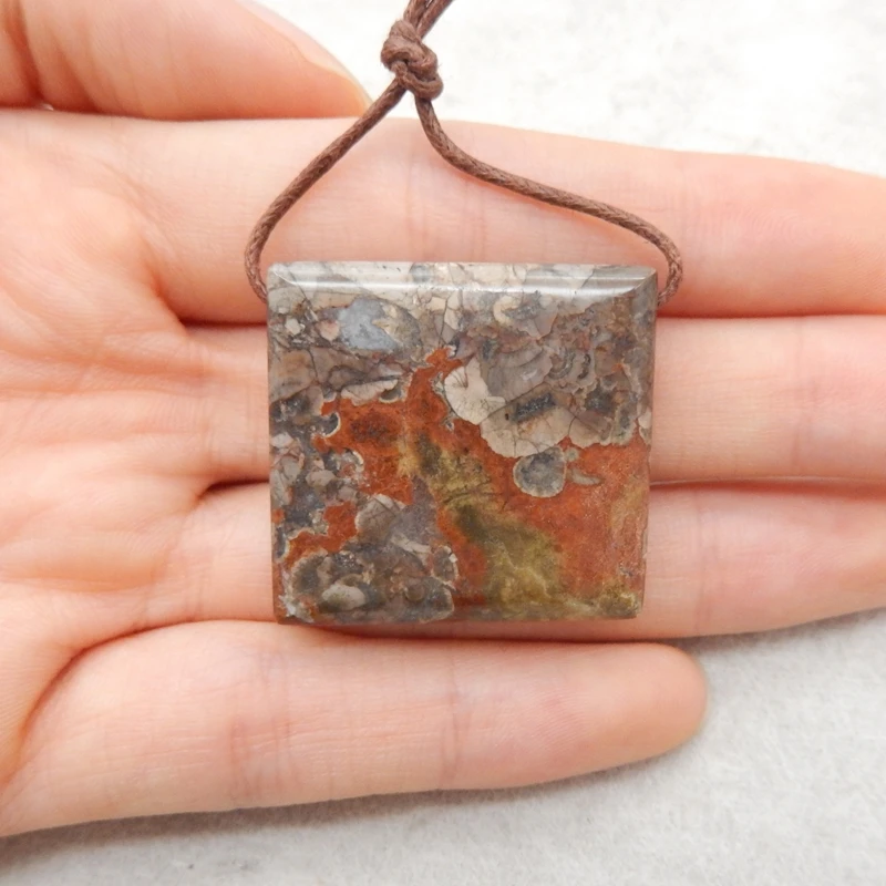 

Mushroom Jasper Square Cabochon Pendant Multi-Toned Earthy Gemstone Jewelry Component for Handmade Accessories 28x29x7mm-12.3g