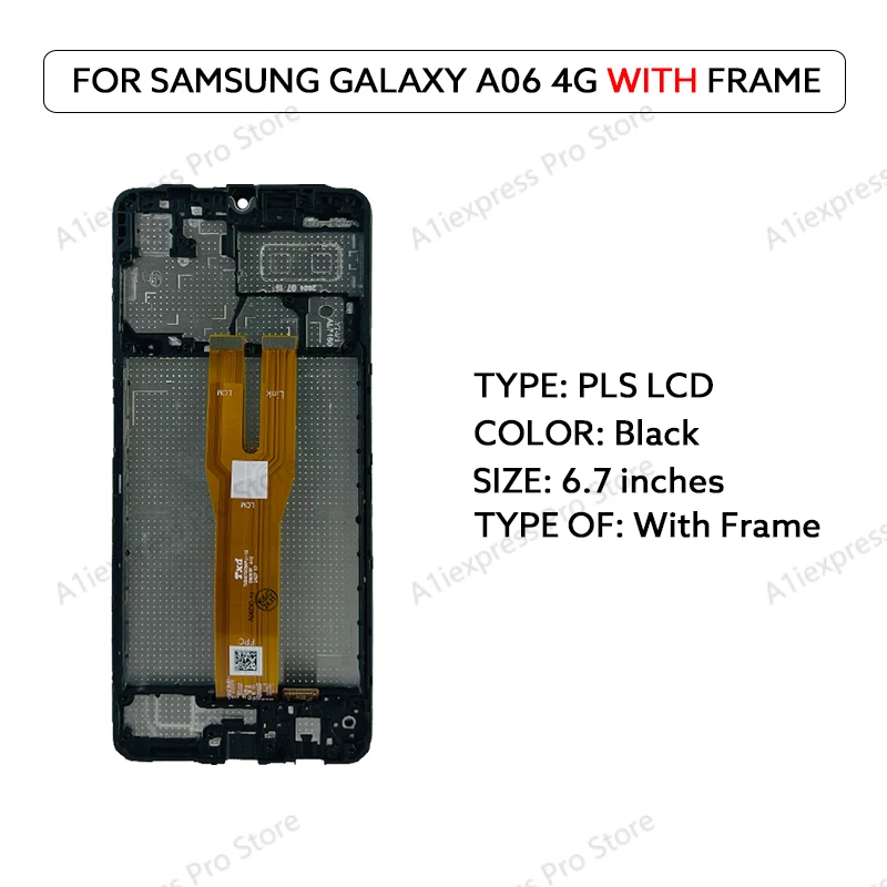 6.7 "PLS LCD Voor Samsung Galaxy A06 4G A065 Lcd Touch Screen Digitizer Vergadering A065F A065M LCD met Frame Reparatie Onderdelen