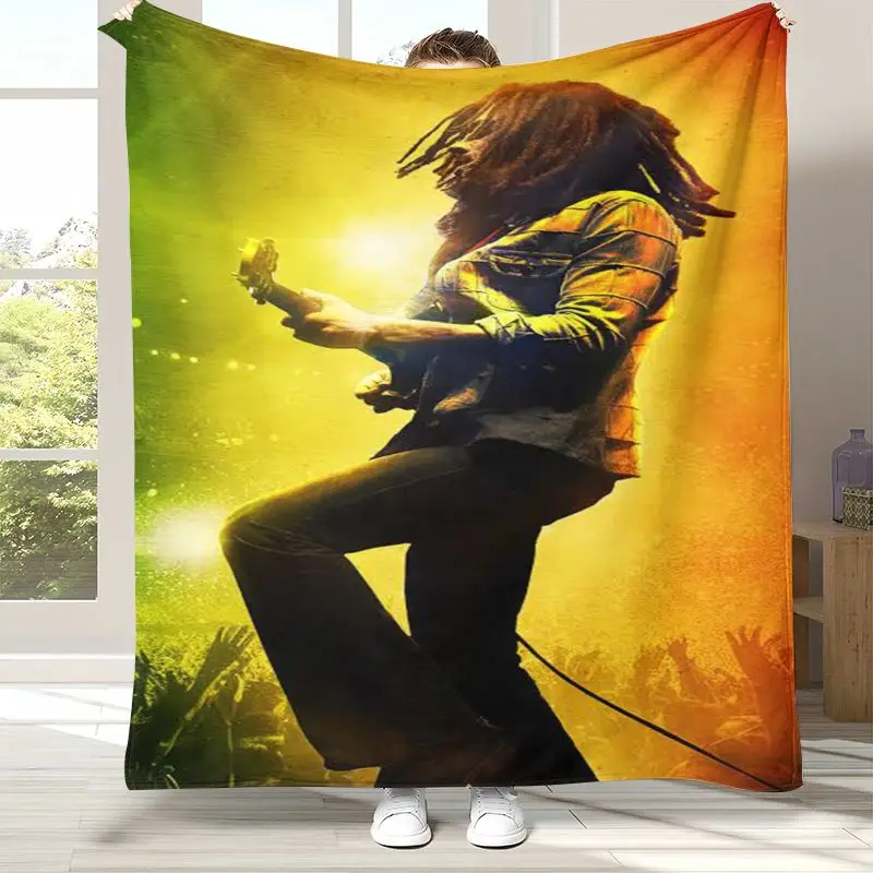 3D Reggae Music Bob Marley Rasta Color Soft Flannel Throw Blanket,Cozy Warm Blanket for Bed,Sofa,Living Room,Camping,Home Decor