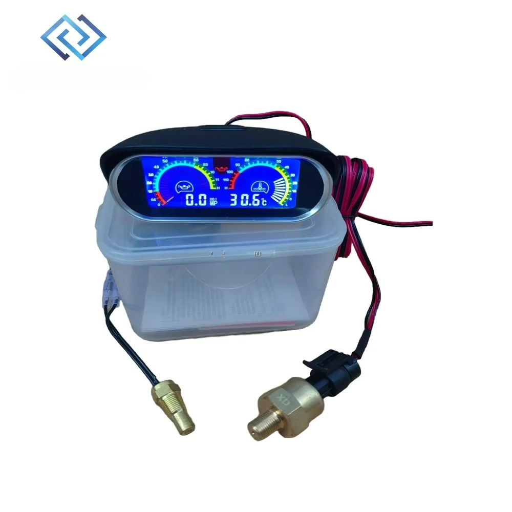 

2-in-1 LCD Universal 12v24v Truck Car Oil Pressure Gauge + Water Temperature Gauge Set Meter Sensor 10mm Oil Pressure Indicator