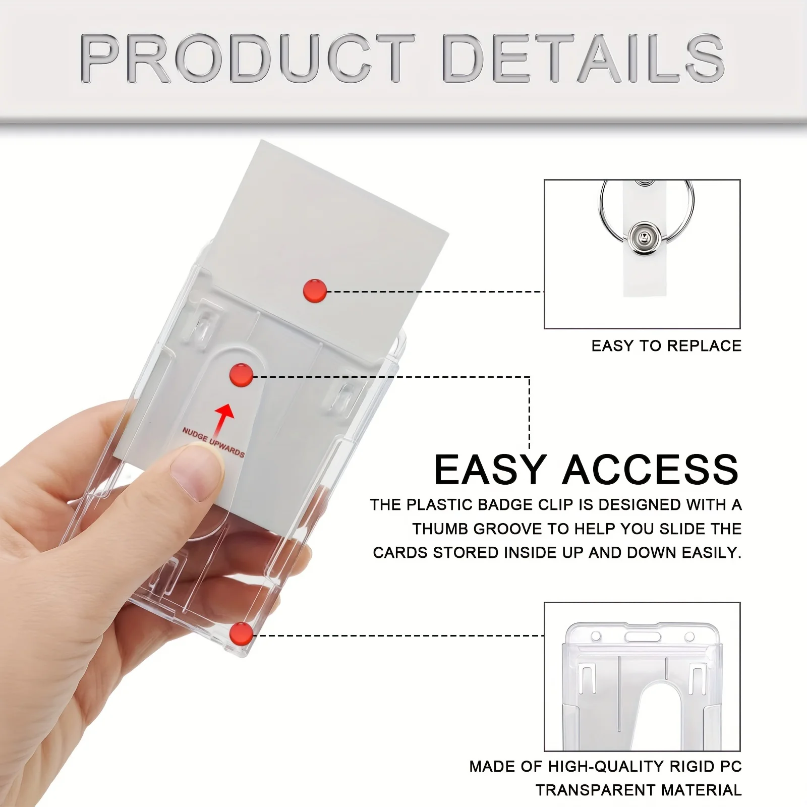 2pcs Transparent Office stationery Heavy-Duty Badge  Transparent, Scratch-Proof ID & Keychain Cases for Students, Bank Cards，Tab image 3