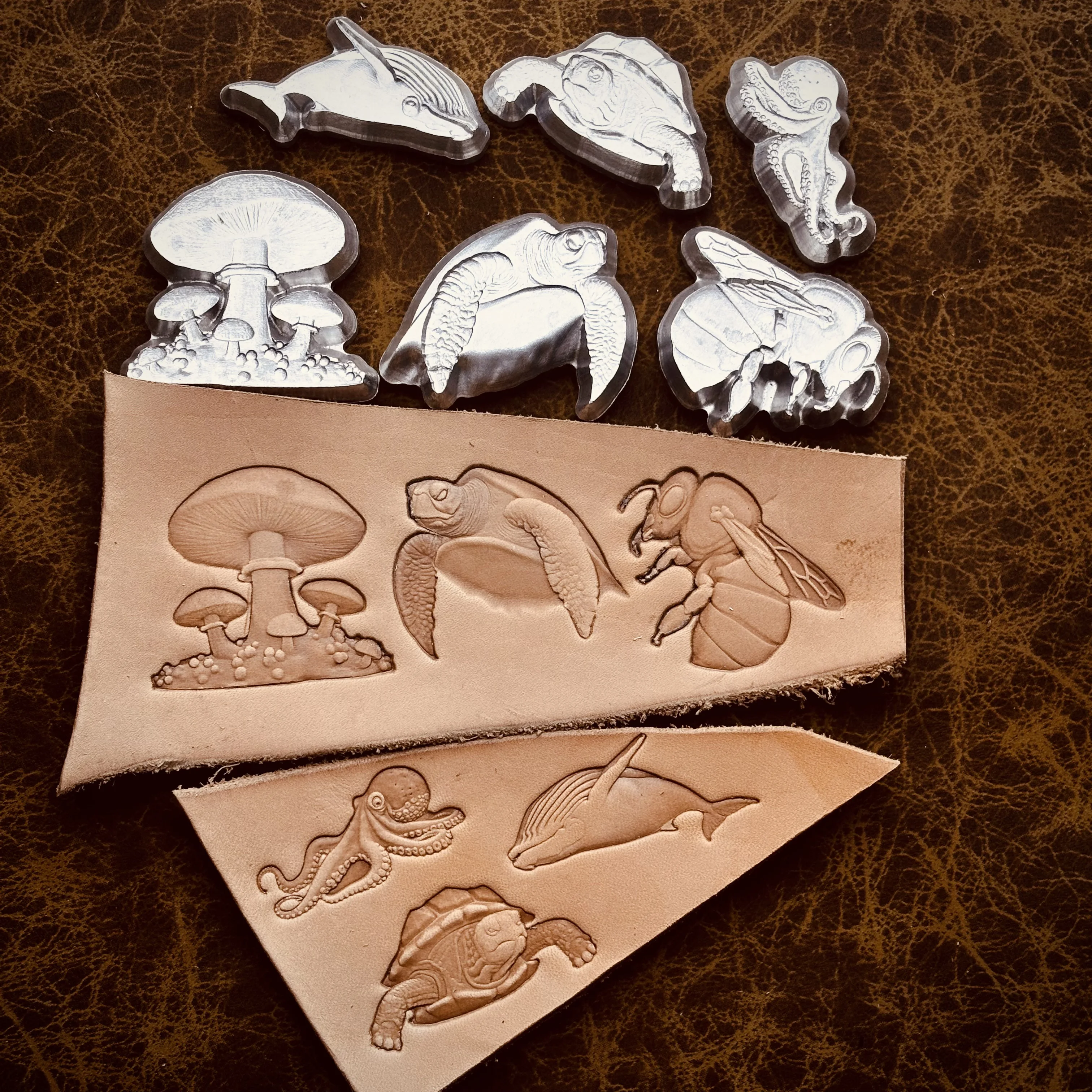 Leather Stamp Set - 6 шт./компл., серия маленьких животных, кожаная