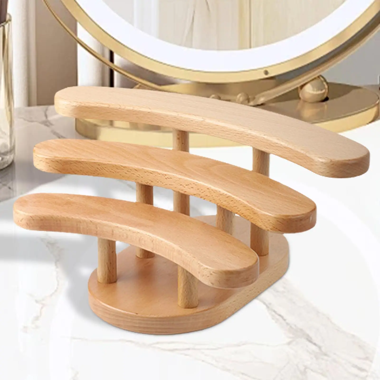 Wooden Display Riser Stand Cupcake Holder Stand Decorative 3 Tier Perfume Stand Display Shelf for Sculptures Toys Crafts