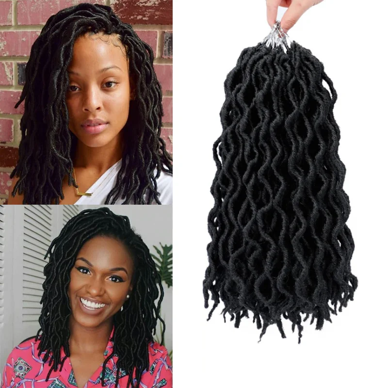 

18-дюймовые синтетические богини, искусственные локоны, вязанные крючком волосы, 6 упаковок/лот, мягкие цыганские локоны, волнистые вязанные крючком косы, дреды ( # 1B)