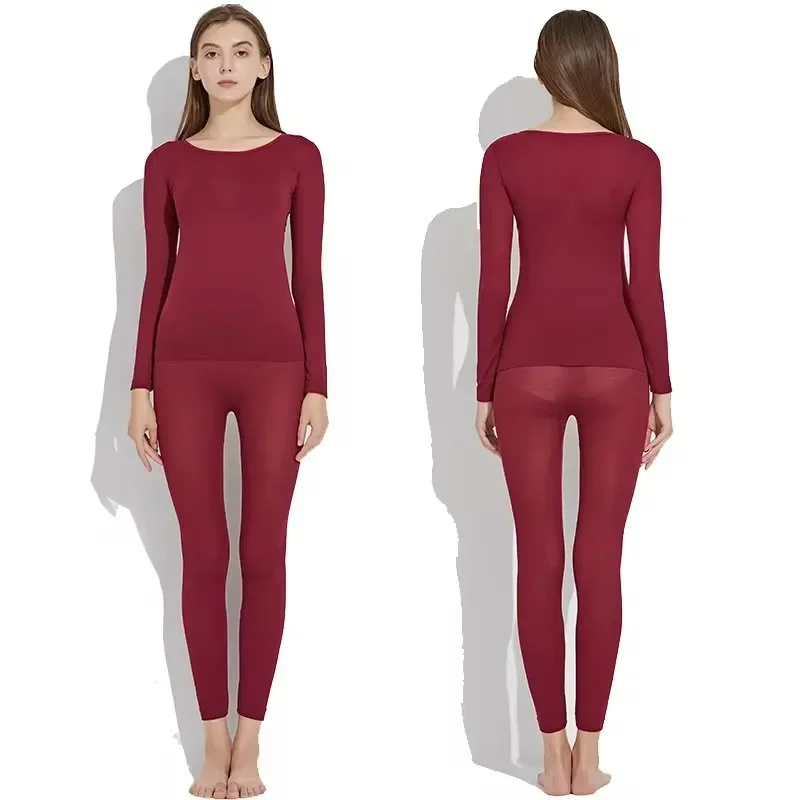 Women traceless thermal underwear set unisex intimate pajamas ultra-thin winter constant temperature long sleeve lingerie 2 piec image 4
