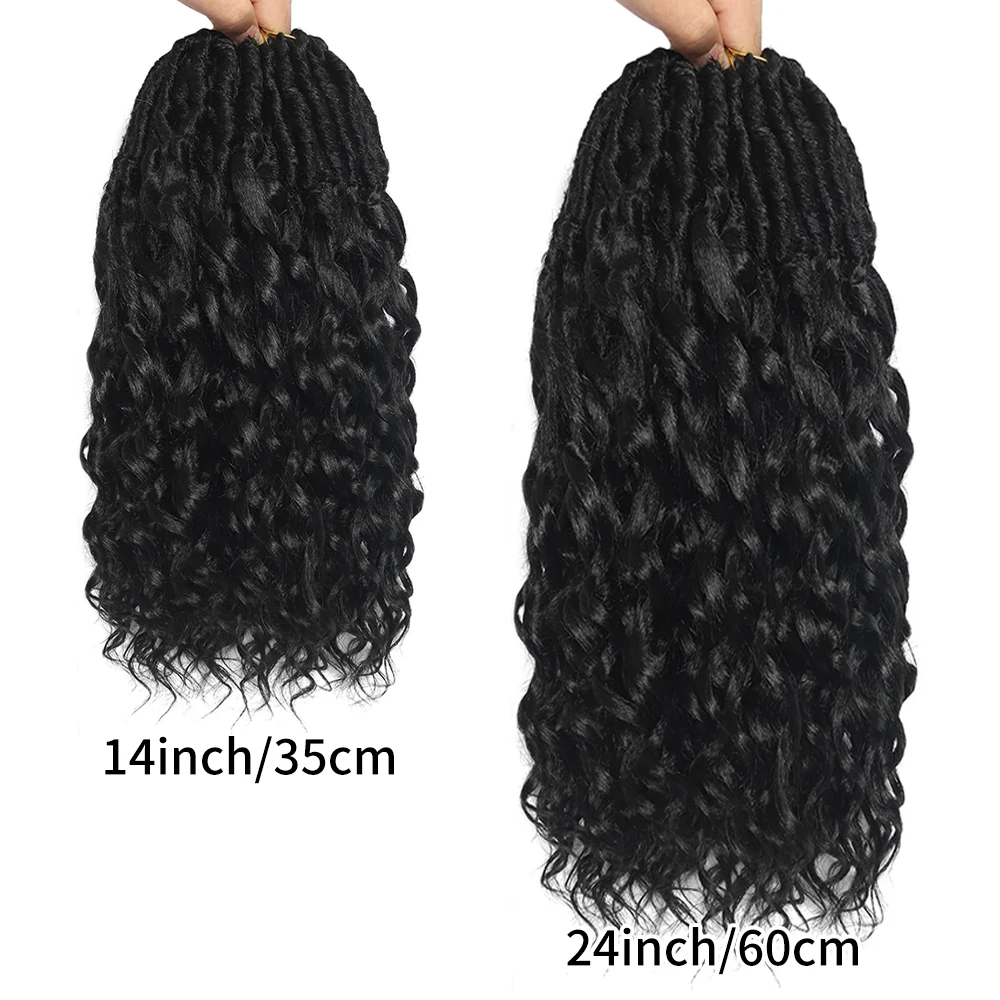 Rambut Crochet Deep Faux Locs untuk Wanita Kulit Hitam 7 Paket Rambut Crochet Goddess Locs Pra-Loop dengan Ujung Keriting Sintetis Pra-Loop