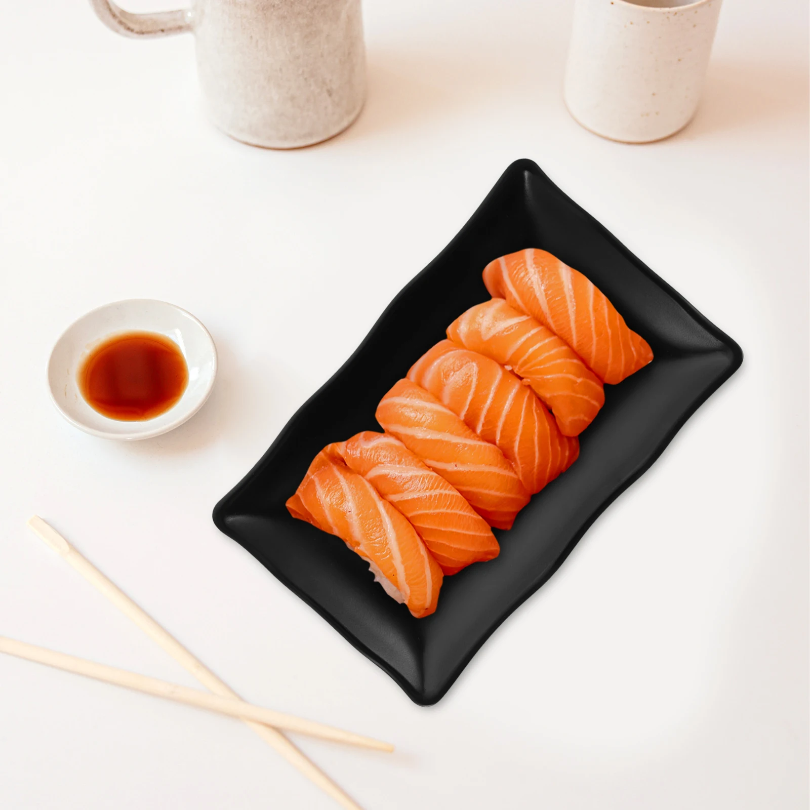 

2Pcs Sushi Plate Durable Salmon Tray Multi-Function Serving Dish for Home Restaurant Parties Small Plastic Tray