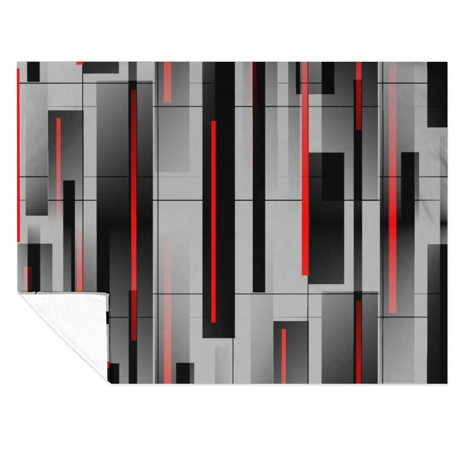 

Off The Grid - Minimal Abstract - Red, Black, Gray Throw Blanket Sofa Throw Bed Fashionable Sofa Quilt Cute Blankets
