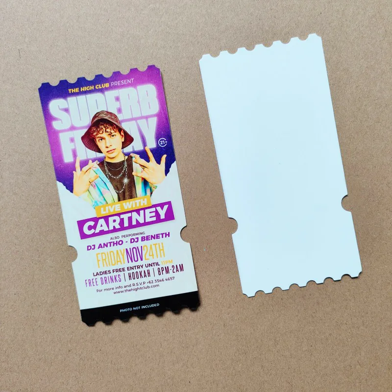 Blank Sublimation Invitation Letter PET Party Ticket Concert Ticket For Sublimation INk Transfer Printing Heat Press DIY Print