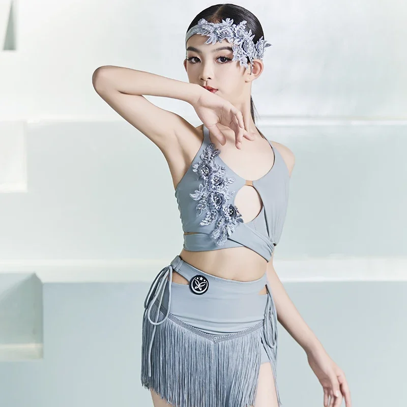 Latin Dance Training Costume Girl New Children's Performance Costume Competition Regulations Latin dance dress