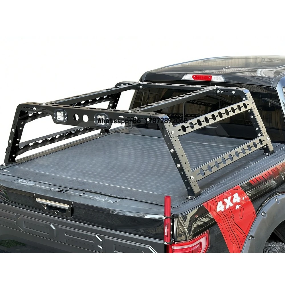

Roll Bar Truck Bed Rack Adjustable Iron Truck Ladder Rack Universal Pickup Trucks 500 KG Loading Car Roof Racks