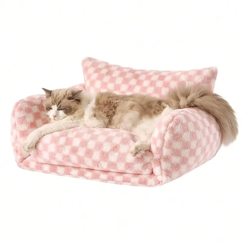 

Pl 11ush Mutifuctional Double-Layer Soft Pet Couch Orthopedic Sofa Nest Beds For Small Cats And Dogs, Light Gre1e