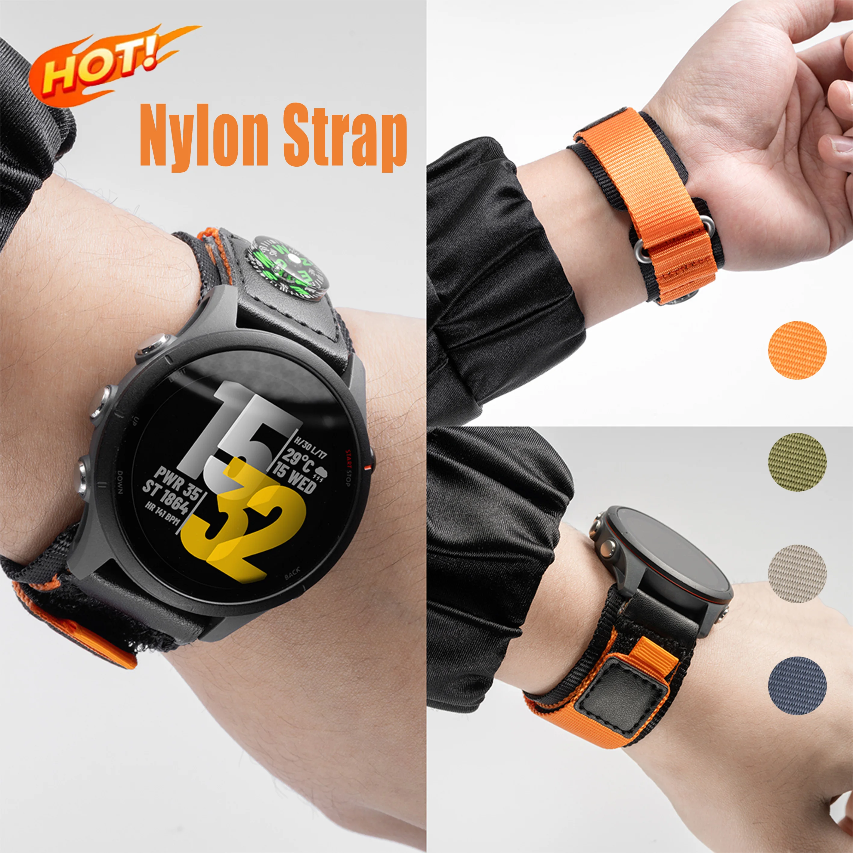 Compass Nylon Geflochtenes Armband 20mm 22mm für Samsung Galaxy Watch 7 6 5 4 40mm 44mm 6Classic 47mm Band für Huawei Watch GT5 Pro 4